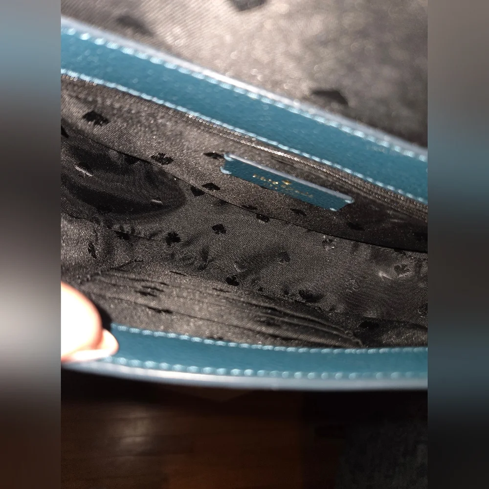 Kate Spade dark turquoise Crossbody Saddle Bag suede and pebbled leather bag - Picture 12 of 16